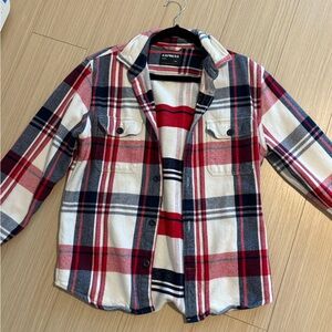 Men’s Express flannel Plaid Button Down Shirt - Red, Navy, White